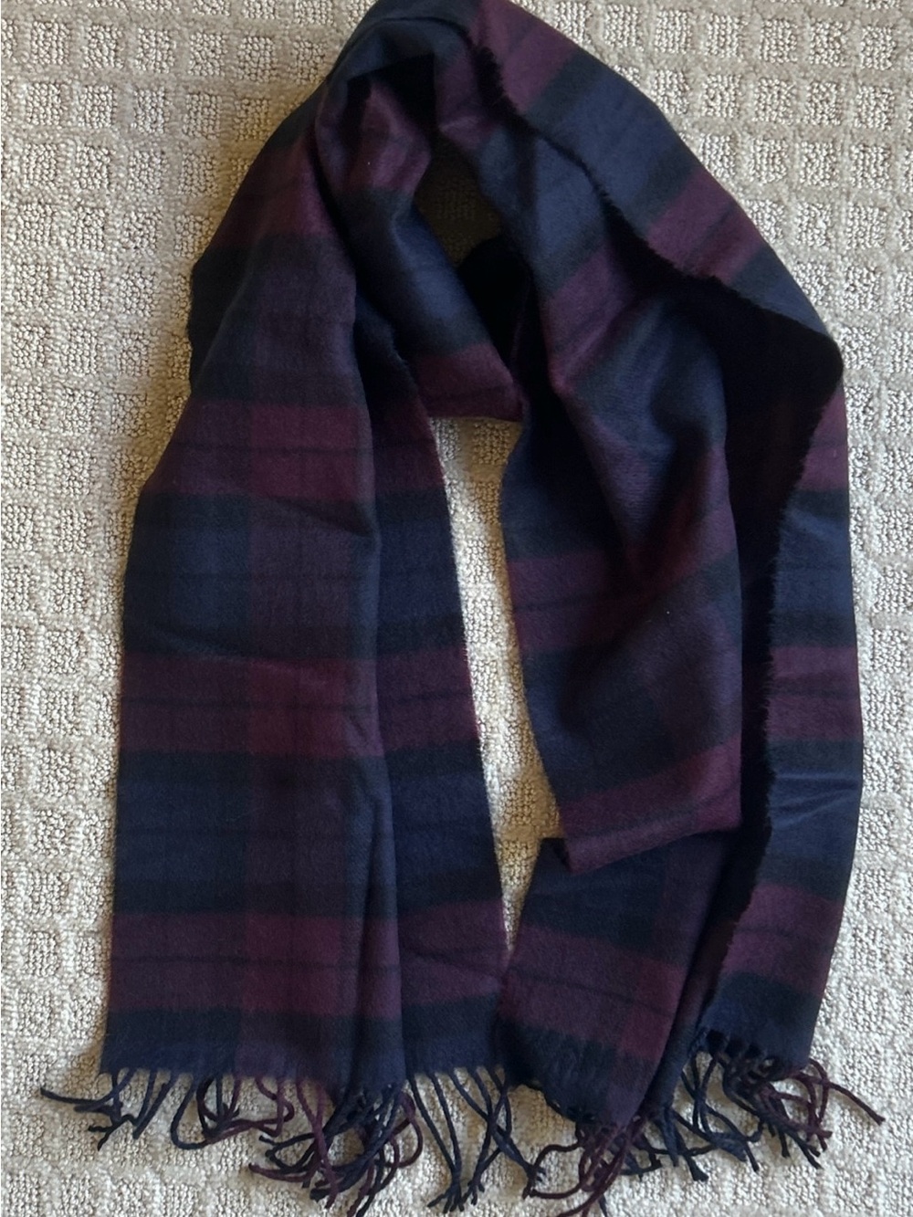Plaid Cashmere Scarf - 65” x 11 ½”